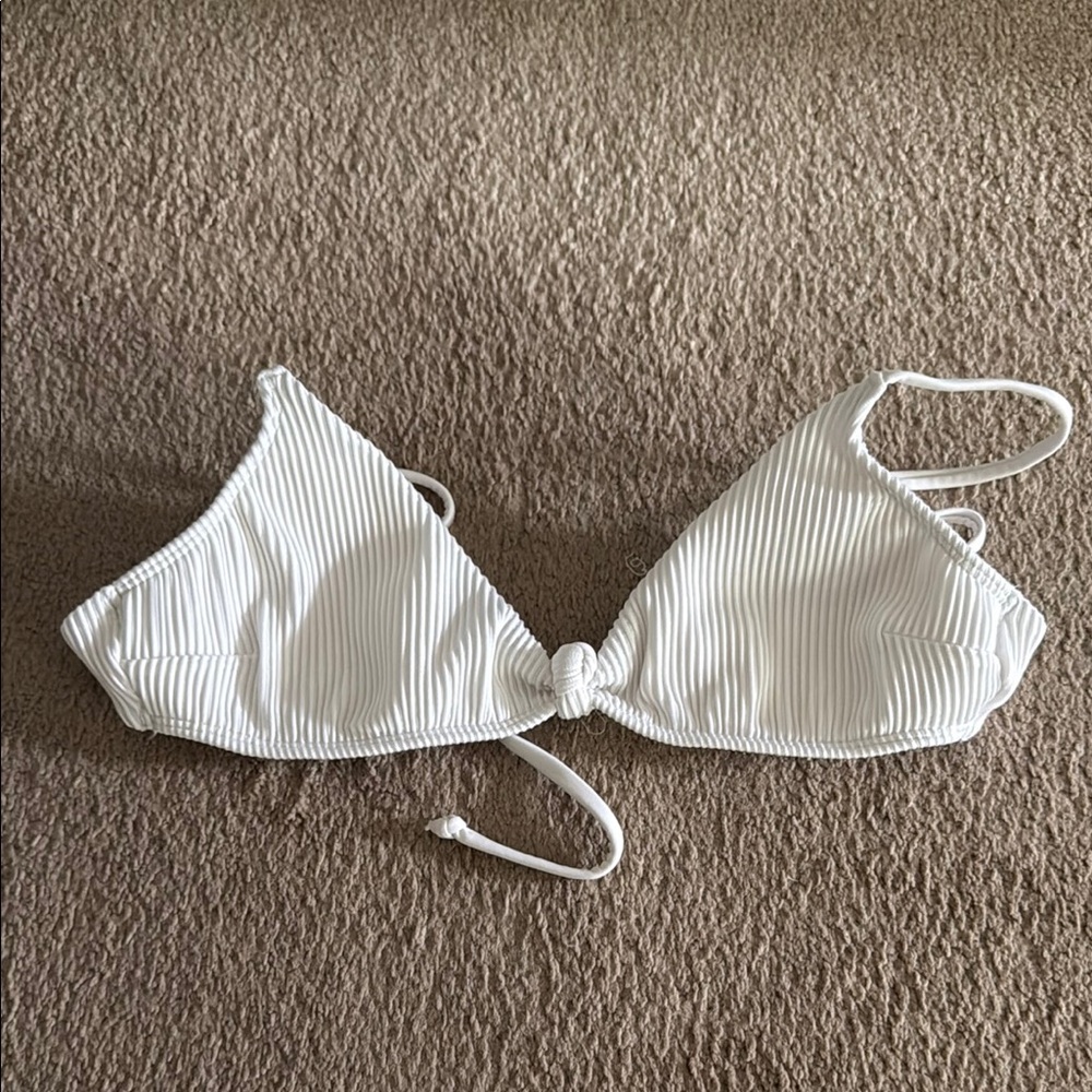 White Ribbed Bikini Top